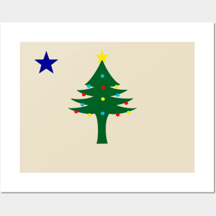 A Merry Christmas Maine flag Posters and Art
